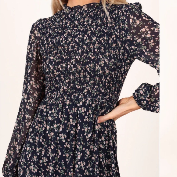 Petal and pup black floral dress. frill sleeves. Great fit. - Picture 2 of 3